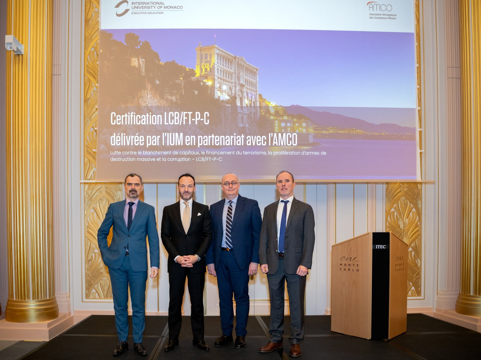 Lionel Escaffre and Richard Marcon at the presentation of the IUM and AMCO compliance certificate, One Monte-Carlo
